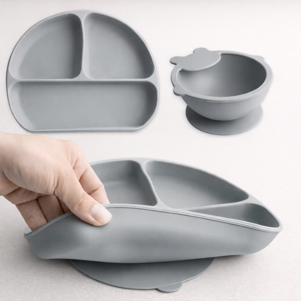 Coffret Repas Zen – Coffret Repas Bébé en Silicone avec Ventouses