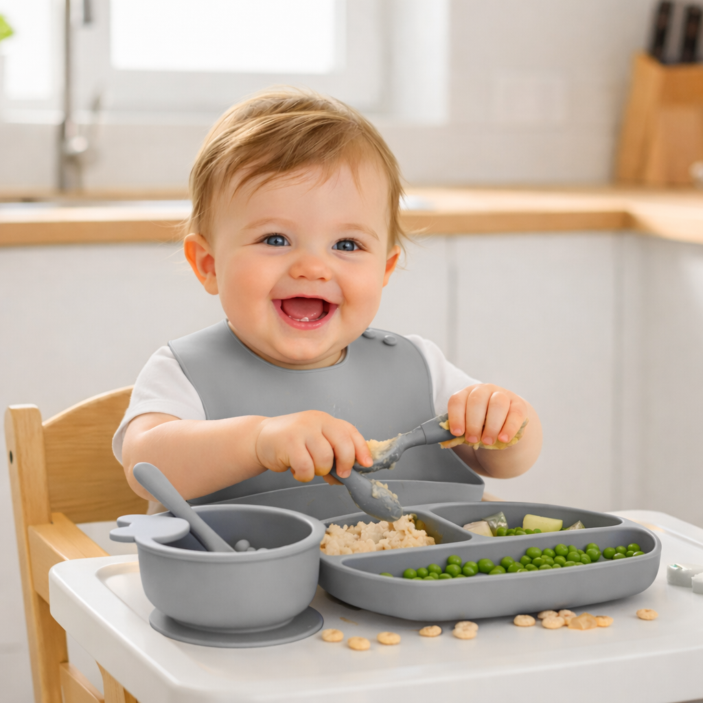 Coffret Repas Zen – Coffret Repas Bébé en Silicone avec Ventouses